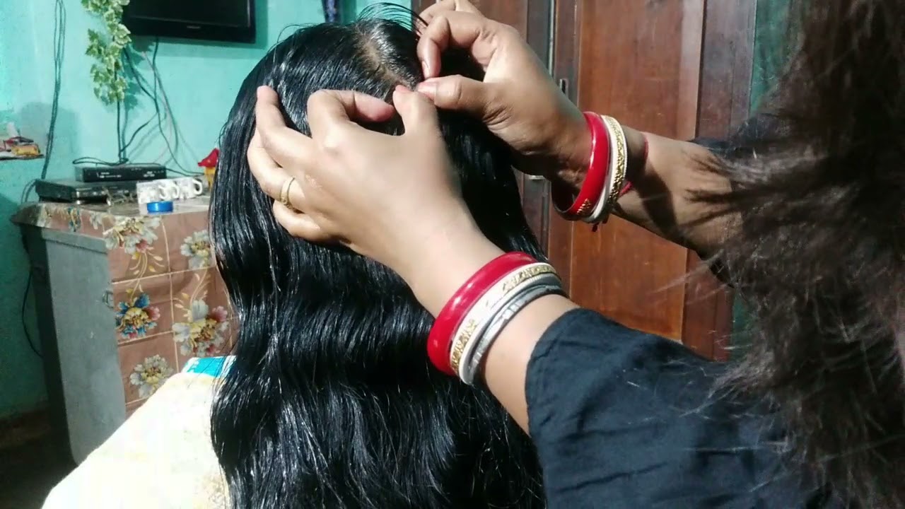 Hair oilling head massage with twin braid | Nitpicking challenge | Indian Vlogger Swarnali