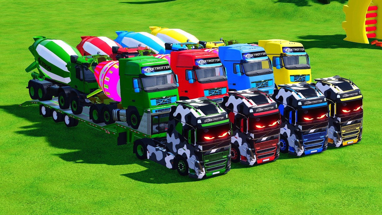Garage with Colors - ALL MIXER TRUCK WITH FLATBED TRAILER TRUCK, SCANIA, WESTERN STAR, IVECO -FS22#5