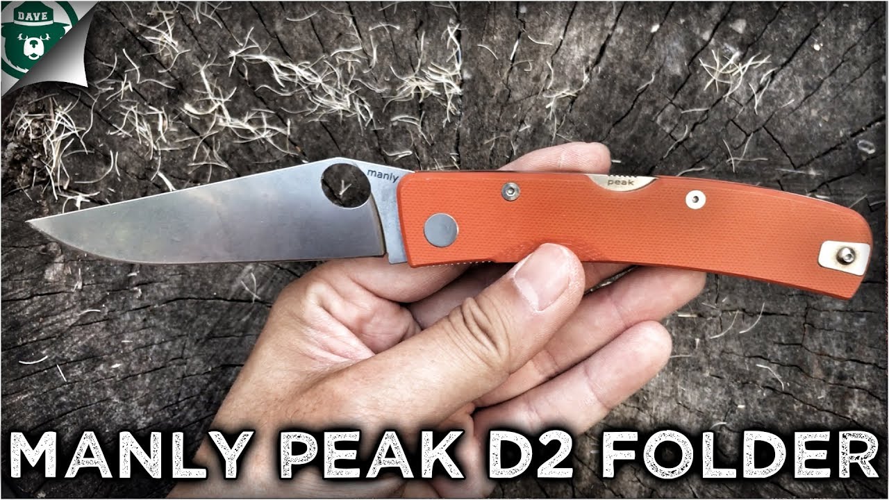 Manly Peak Folding Knife in D2 Steel.  Great Edge Retention & Corrosion Resistance.