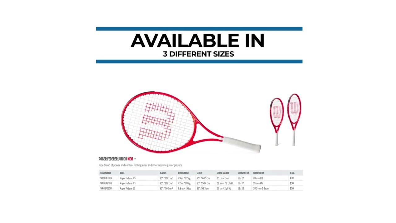 Wilson Federer Junior Kids Tennis Racquet