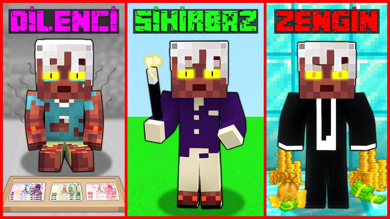 DİLENCİLİKTEN SİHİRBAZLIĞA H&Uuml;SAMETTİN'İN HAYATI! 😂 - Minecraft