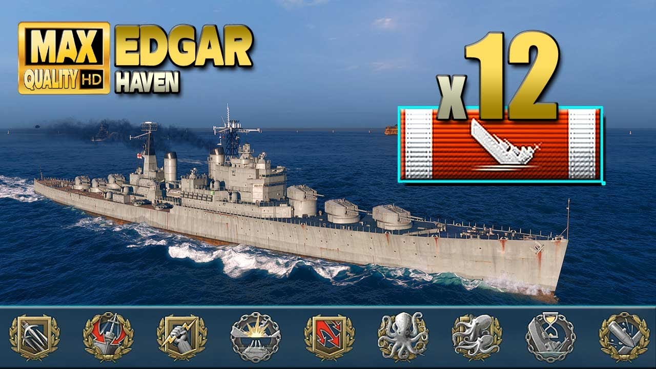 Крейсер Эдгар: сенсационно уничтожено 12 кораблей - World of Warships