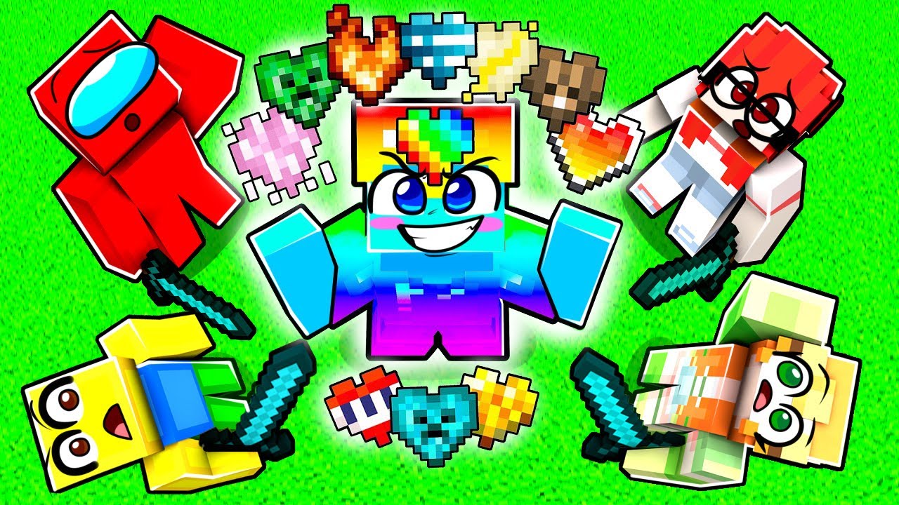 Cazadores VS CORAZONES PERSONALIZADOS en Minecraft!