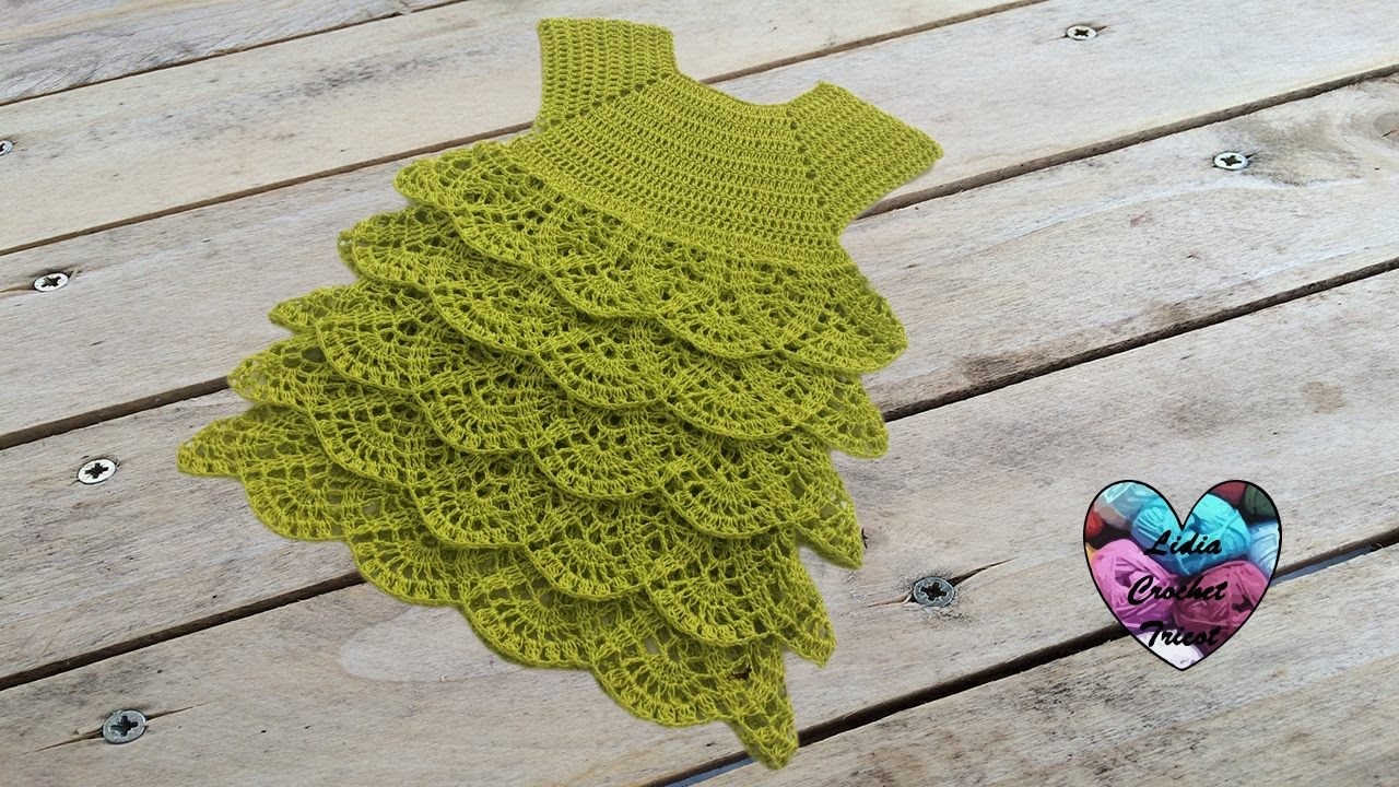 Robe Merveille crochet toutes tailles 2/2 / Magnificent ruffle dress all sizes (english subtitles)