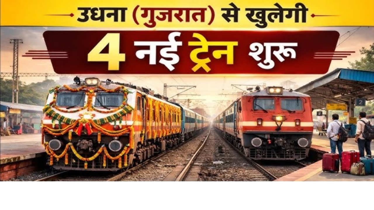 गुजरात से घर जाना हुआ आसान! उधना से नई ट्रेन | पूरी रूट और टाइमिंग जानकारी