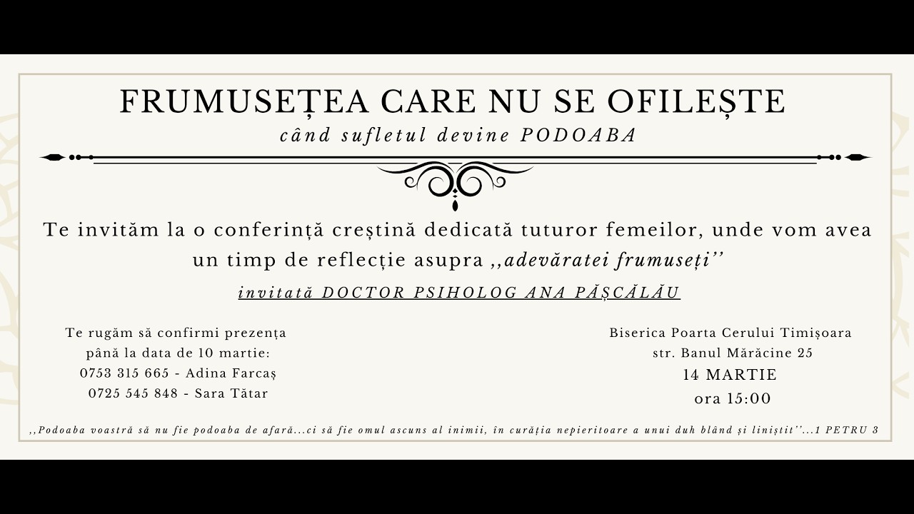 14 Martie | Sâmbătă | Conferința femeilor