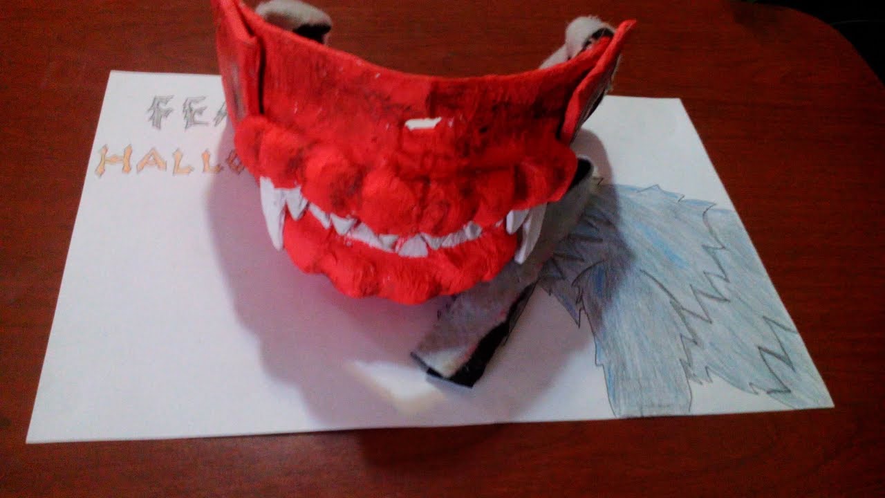 como hacer una máscara (mandíbula) de monstruo ESPECIAL HALLOWEEN