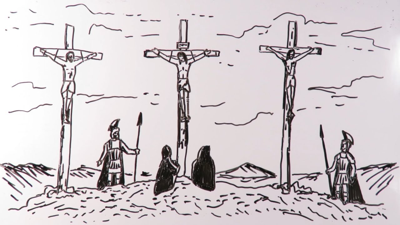 Dibuja a Jesús Crucificado en el Calvario o Gólgota