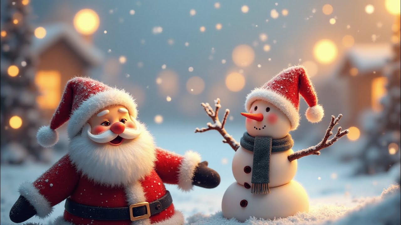 Cute Santa & Snowman Christmas Ambience 4K 🎅❄️ | Cozy Holiday Village & Relaxing Music