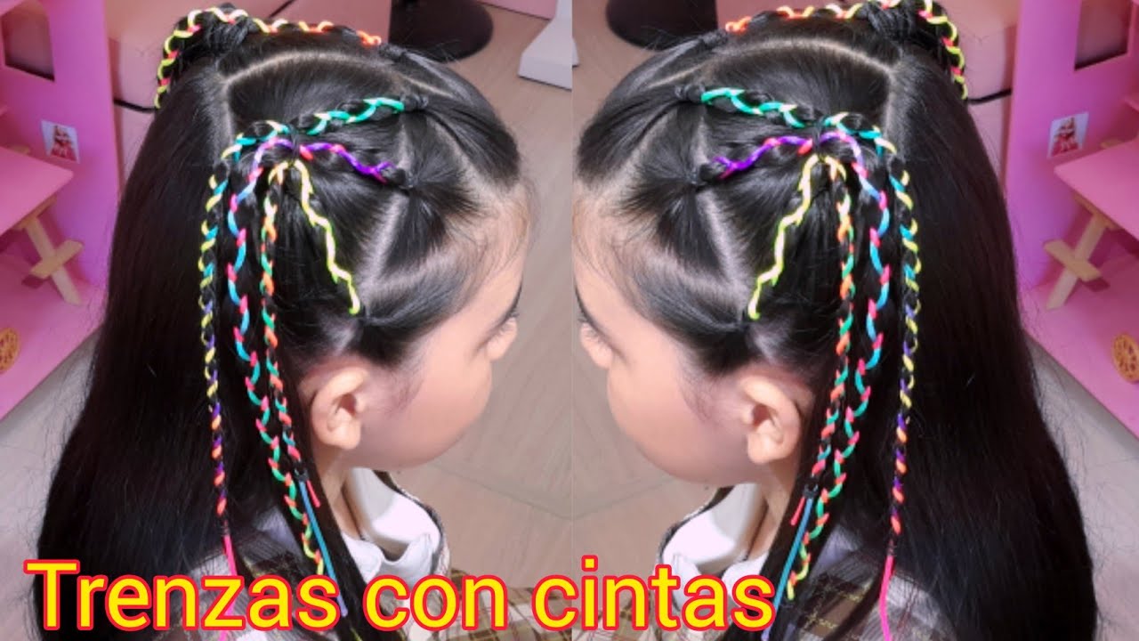 peinado facil 🌈 trenzas con hilo chino
