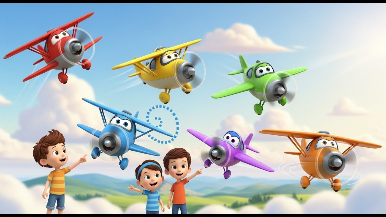 Seis Pequenos Aviões de Brinquedo Zoom Zoom Zoom | Aventura nas Nuvens e Rimas