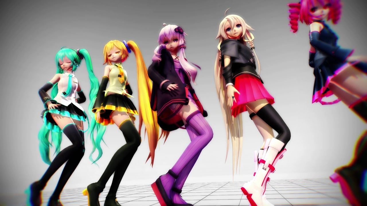 【MMD 60fps】Sentai Slender Legs - Miku, Neru, Yukari, IA & Teto