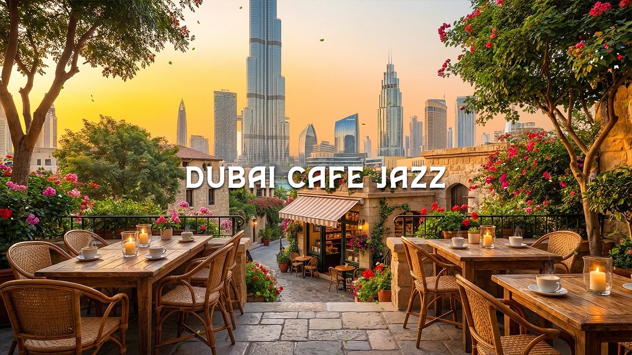 Calm Evening Jazz at a Dubai Café Balcony ☕ Relaxing Jazz Instrumental Music for Focus, Work & Study