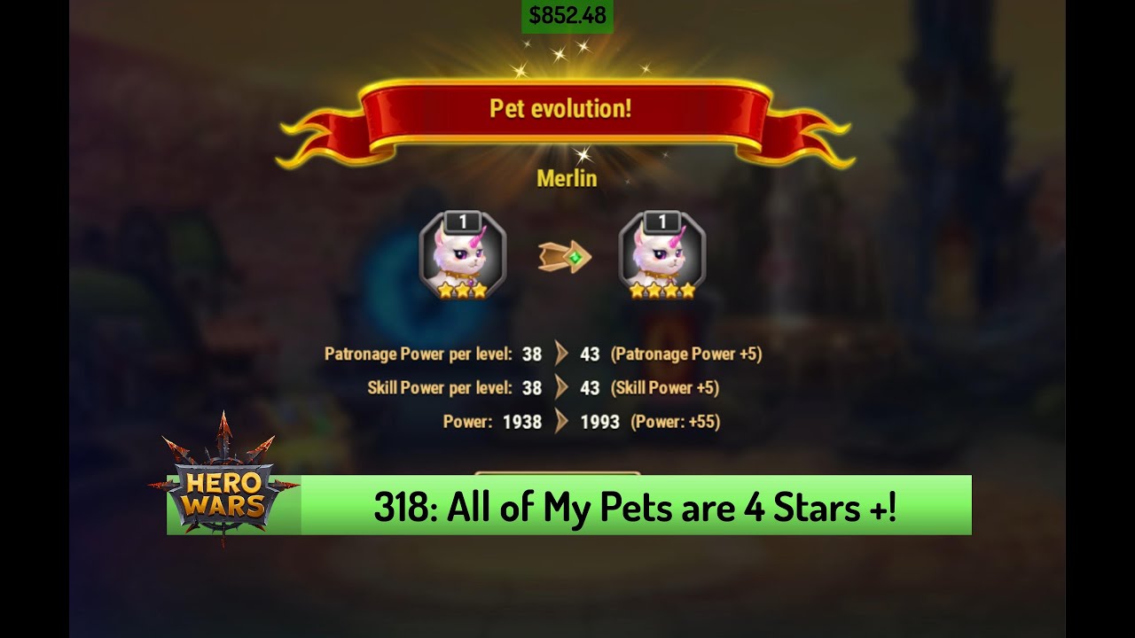 Let's Play Hero Wars 318: Evolving Merlin and Fenris to 4 Stars