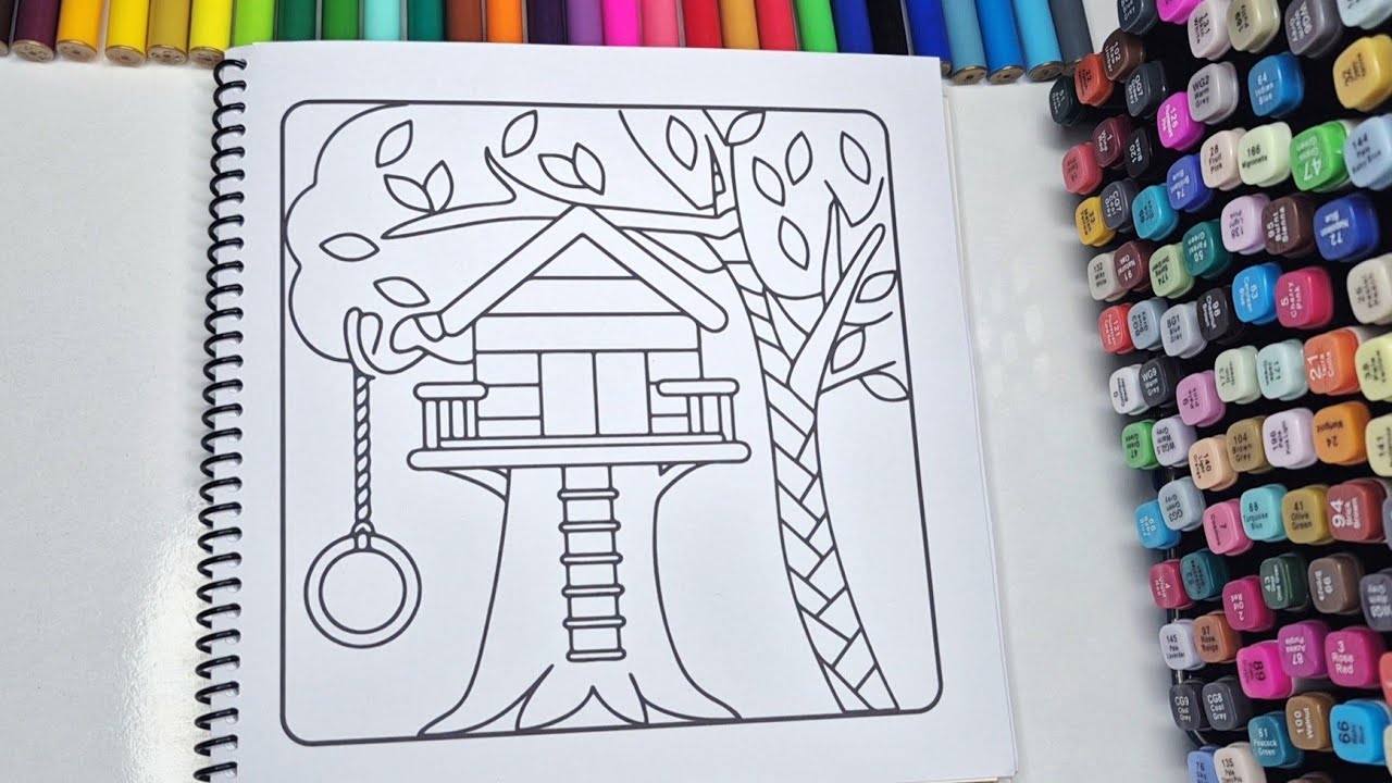 ASMR Color with Me | Cozy Treehouse Coloring Book for Relaxation | Cute Whimsical Vibes 🌿