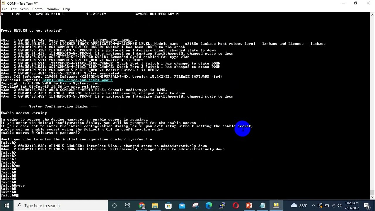 Catalyst 2960 Switch IOS  Image Recovery XMODEM
