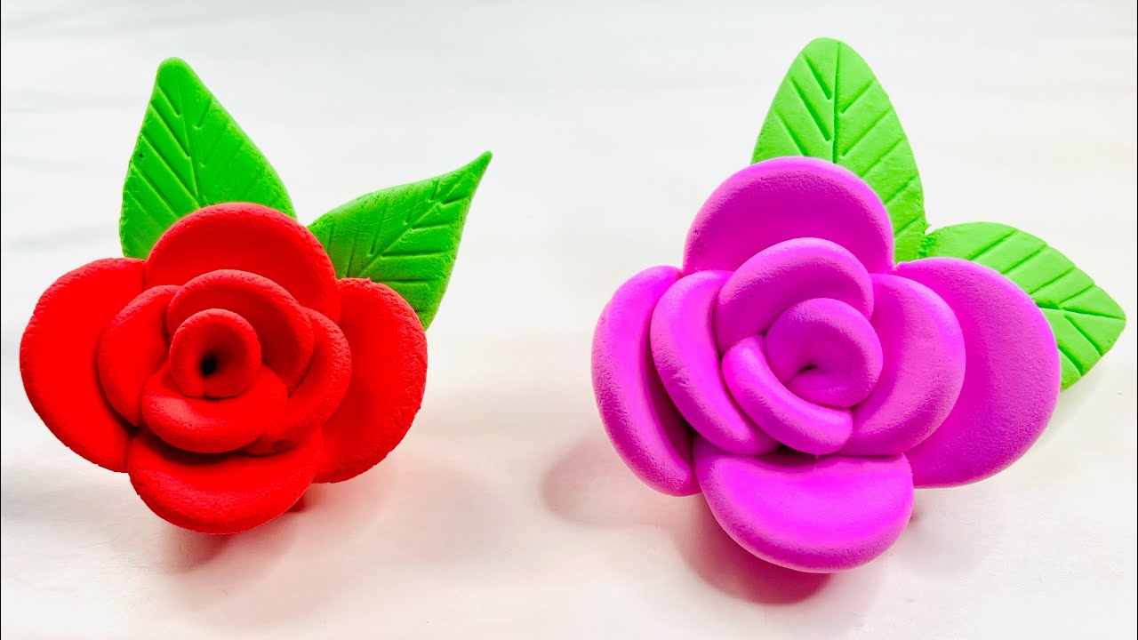 DIY How to make rose Flower with clay Clay se Beautiful Rose Flower 🌹| Satisfying Clay Craft