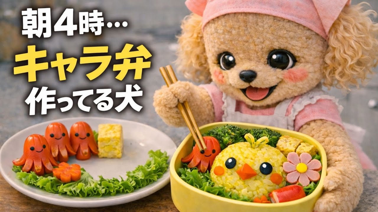 キャラ弁を作る犬｜女子力が高すぎて尊敬 #キャラ弁 #犬 #トイプードル #もこちゃん #癒し動画 #かわいい #朝活 #料理 #お弁当 #日常  #AI犬 #小さな幸せ