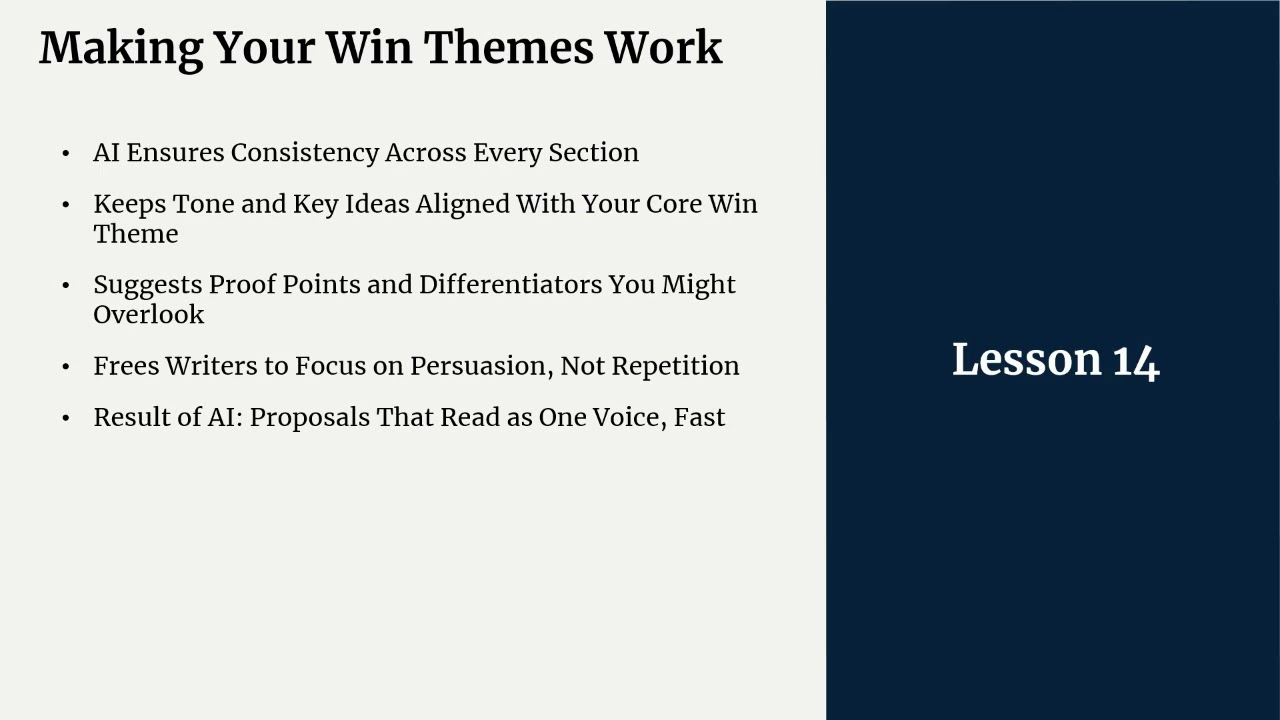 Win Theme Masterclass FY2026 (video 19) for Winning Federal Contracts by Government Contractors