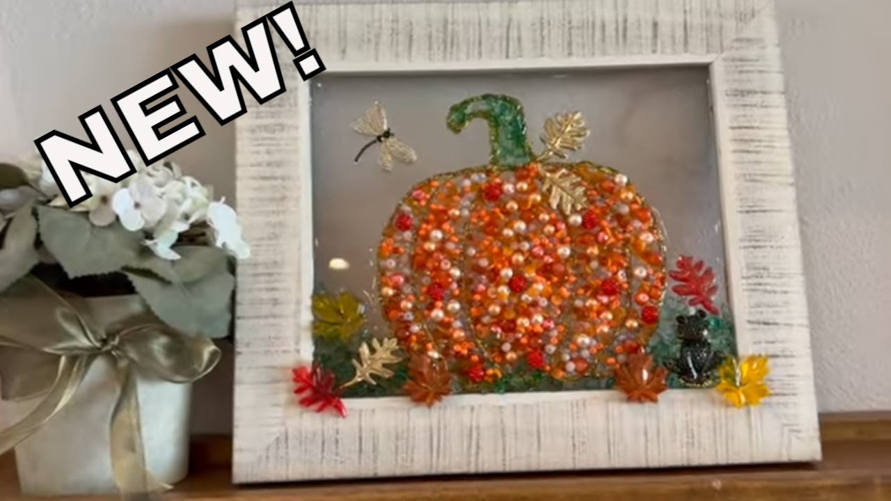# 291 Fall Glass & Resin Art # Hobby Lobby Beads, Leaves & Glitter Glue DIY  Step By Step Tutorial