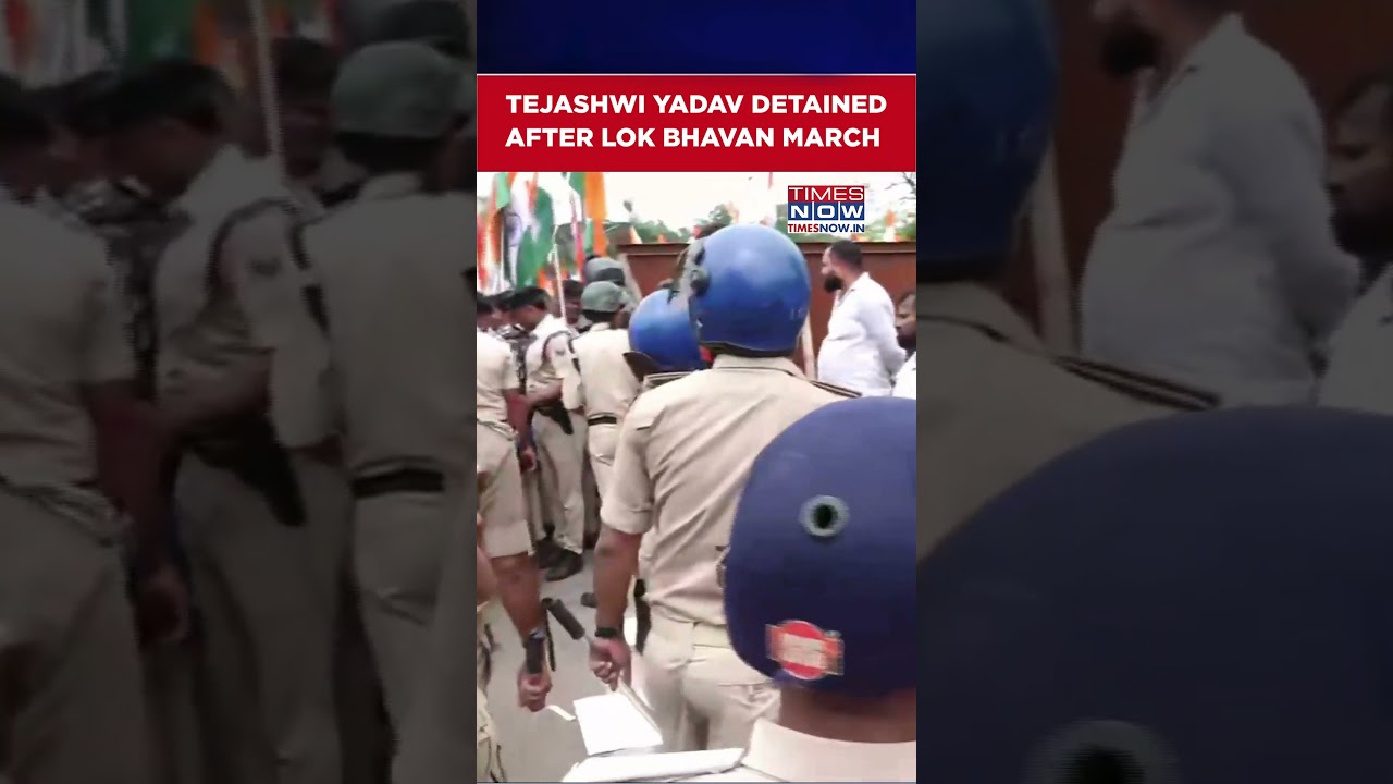 RJD&rsquo;s Big Showdown In Patna, Tejashwi Yadav & Leaders Detained After Lok Bhavan March #shorts