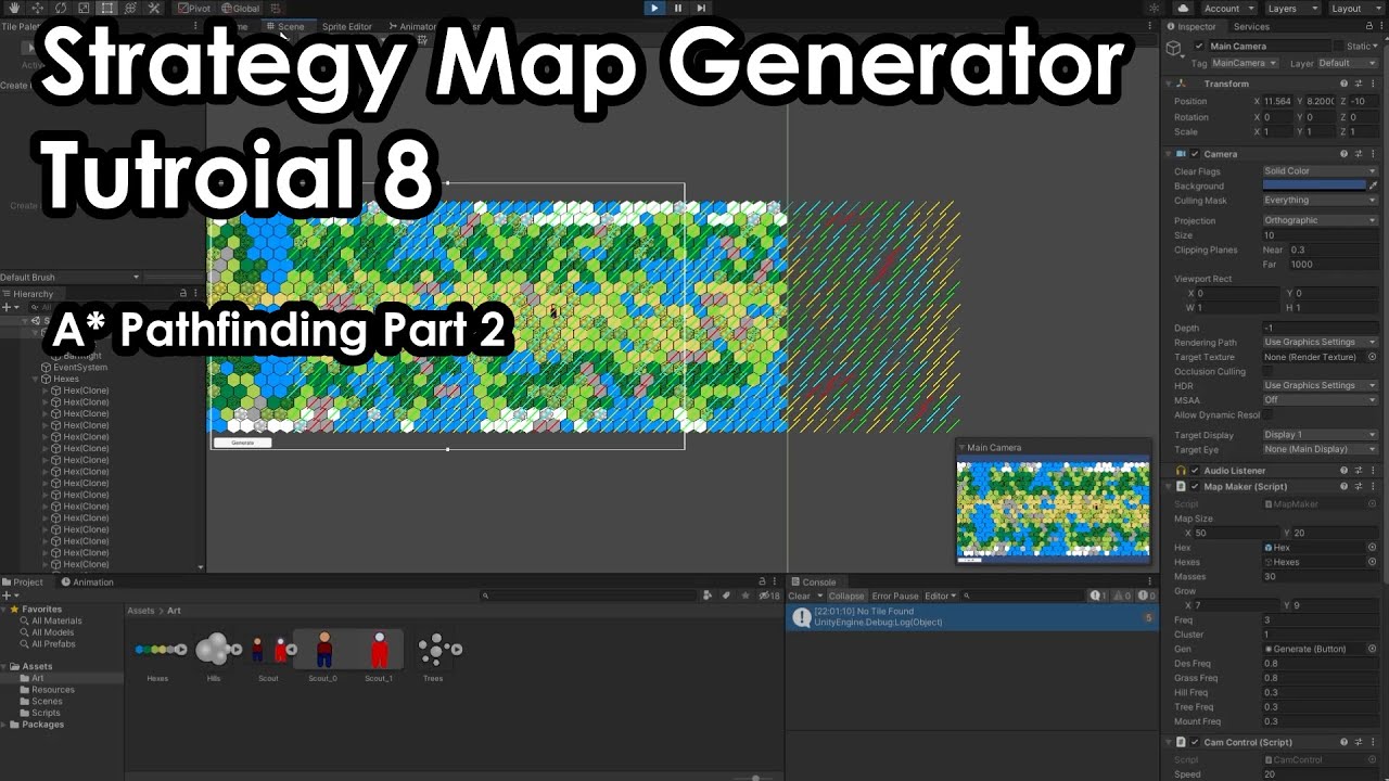 Making a Hex Based Strategy Map Generator in Unity - Tutorial 8 - A* Pathfinding Part 2