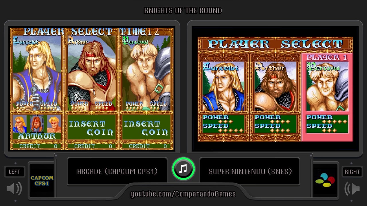 Knights of the Round (Arcade vs SNES) Side by Side Comparison