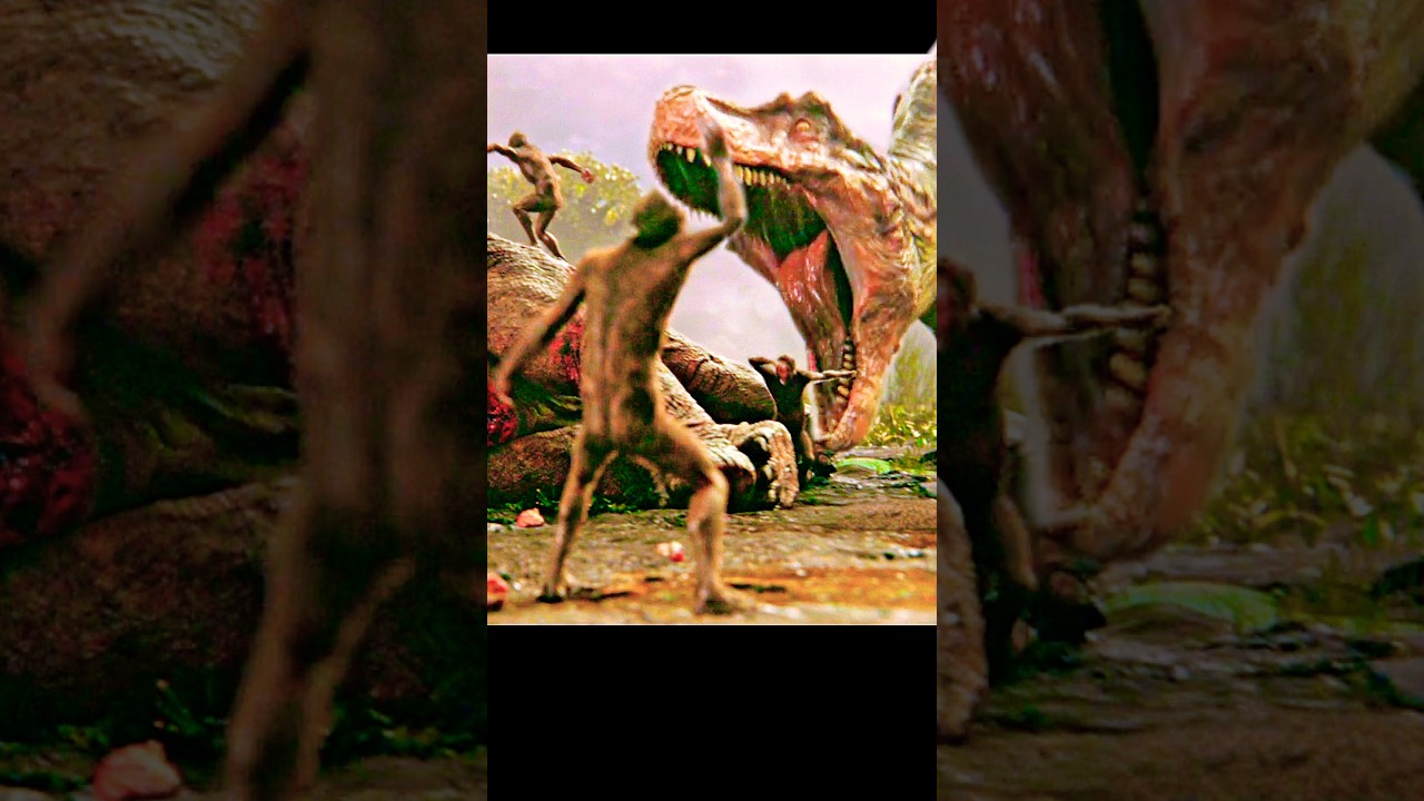 Giant T. rex eats monkey.#story #shorts #movie #fantasy #adventure #lovedeathandrobots
