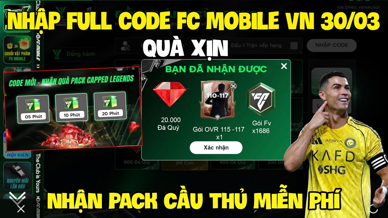 Tổng Hợp 5 Code Fc Mobile VN Mới Nhất /03 Nhận Qu&agrave; Gem, V&eacute; Quay V&agrave; Pack Cầu Thủ Sự Kiện FVSL