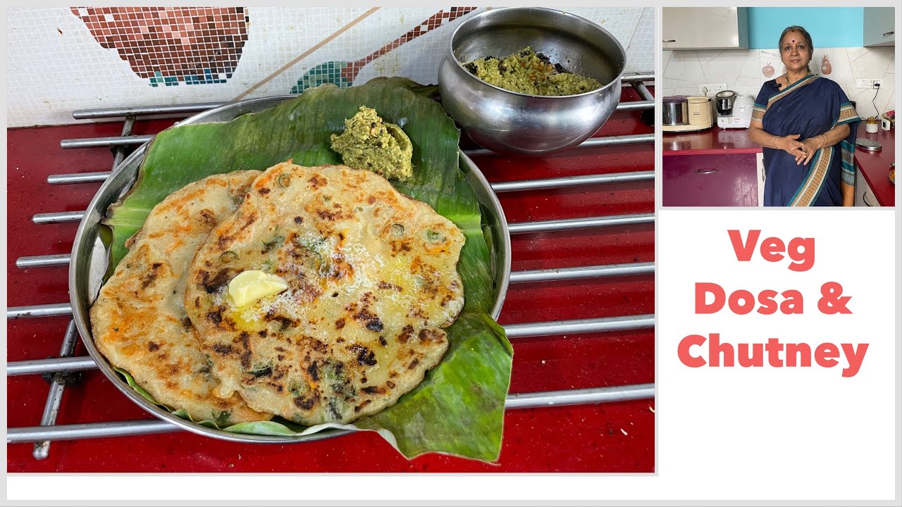 Vegetable Dosa & Kothamalli Chutney I No Grinding I No Onion No garlic