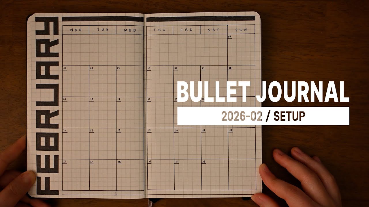 BULLET JOURNAL :: 2026년 2월 셋업 (시작 달력, 한 줄 먼슬리, 가계부, 먼슬리, 해빗트래커)