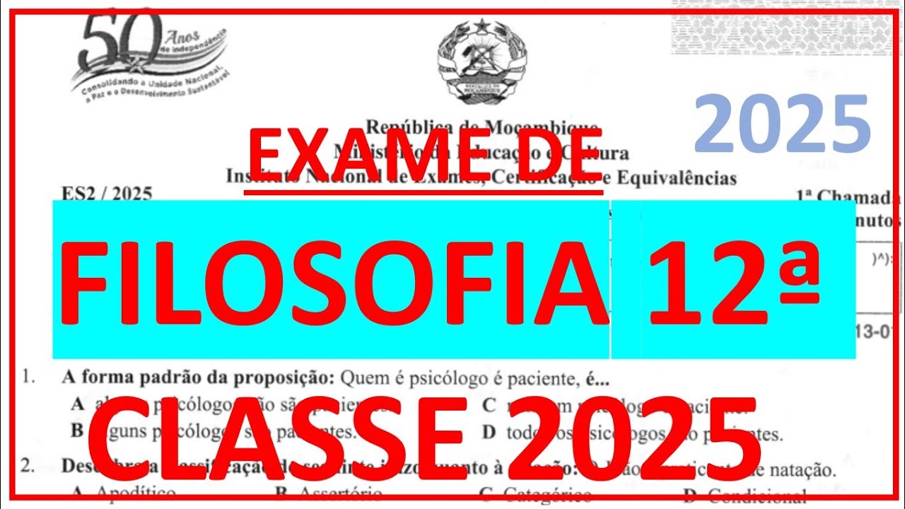 Resolução do Exame de Filosofia 12ª classe 2025 primeira chamada