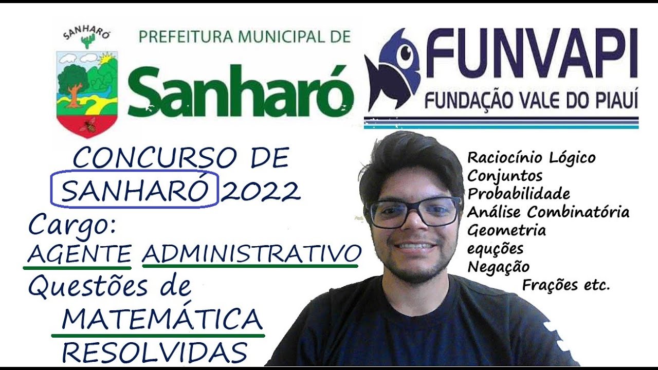 Prova de Sanharó 2022 - FUNVAPI - Agente Administrativo - Matemática