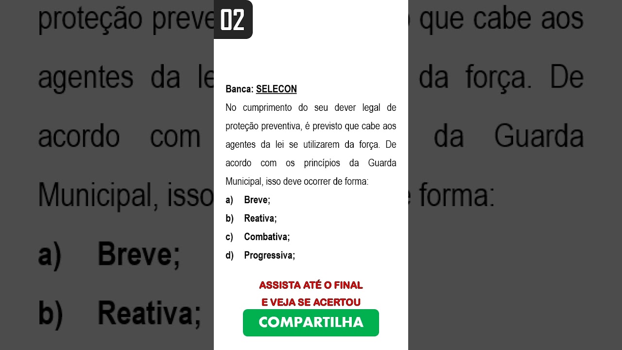 ESTATUTO GERAL DAS GUARDAS MUNICIPAIS - LEI 13022 - QUEST&Atilde;O 02.