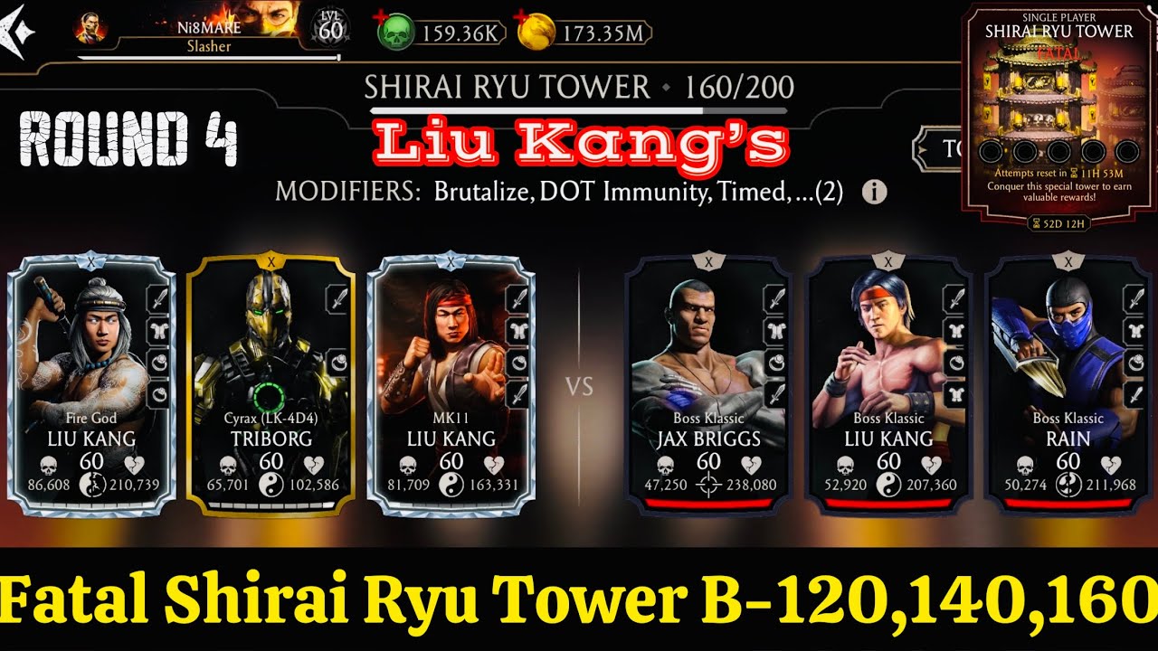 1 Attempt Fight | Fatal Shirai Ryu Tower Boss Battle 160 & 120,140 + Reward MK Mobile | Liu Kang’s