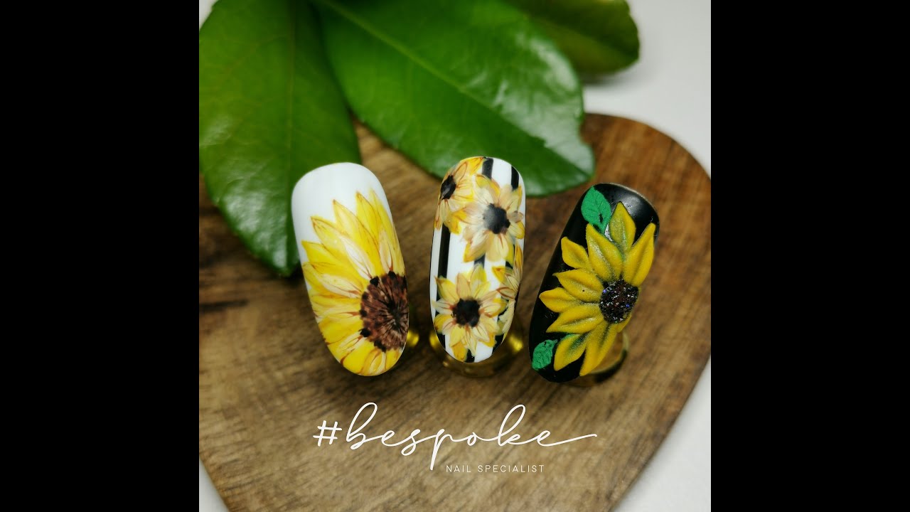 TUTORIAL  I  3D Sunflower & Freehand Sunflower nail art painting