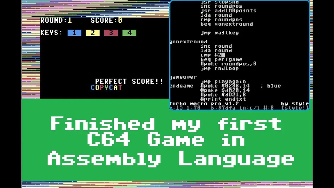 Закончил свою первую игру на языке ассемблера 6502 для C64.