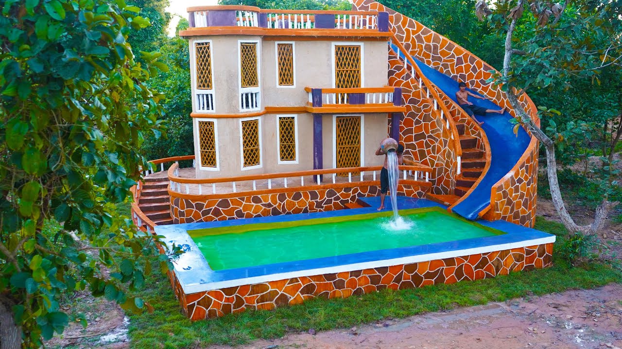 Building The Most Creative Modern Water Slide Park Into Underground Pool & Swimming pool