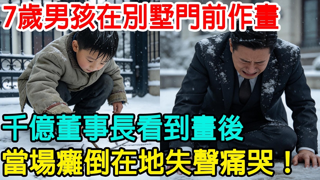 7歲凍僵男孩用樹枝在首富別墅門前作畫，千億董事長看到畫後，當場癱倒在地失聲痛哭！#情感故事 #情感共鸣 #心靈暖流 #感人壹幕 #感人故事