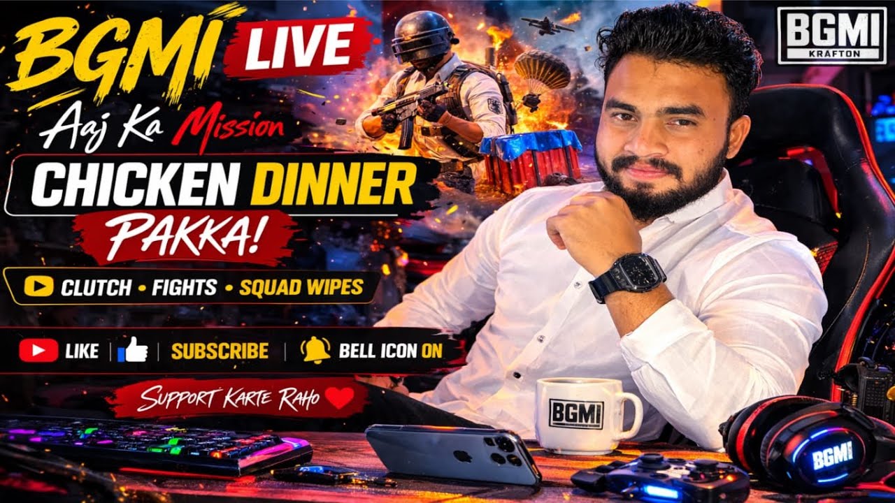“BGMI LIVE 🔴 | Aaj Ka Mission Chicken Dinner 🍗 | Clutch Fights & Squad Wipes”