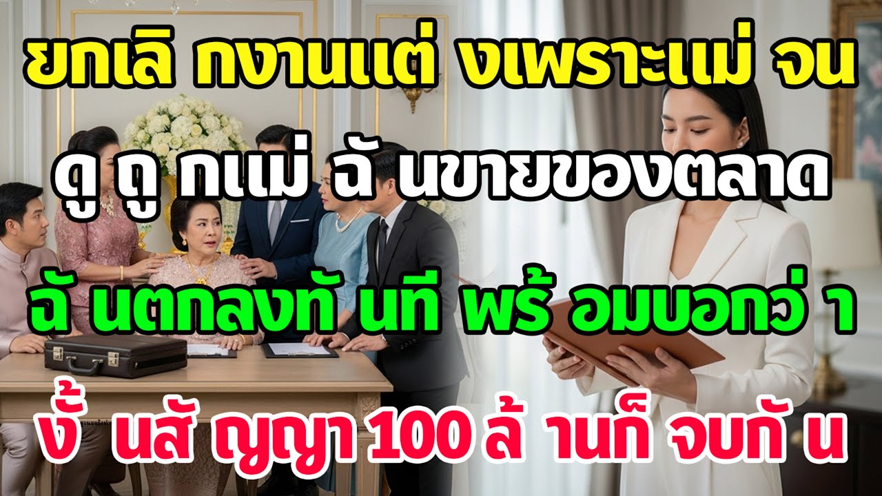 ใกล้วันแต่ง ฝ่ายชายยกเลิกงานรู้ว่าแม่ขายตลาด ฉันรับทันที บอกสัญญา 100 ล้านพักก่อน
