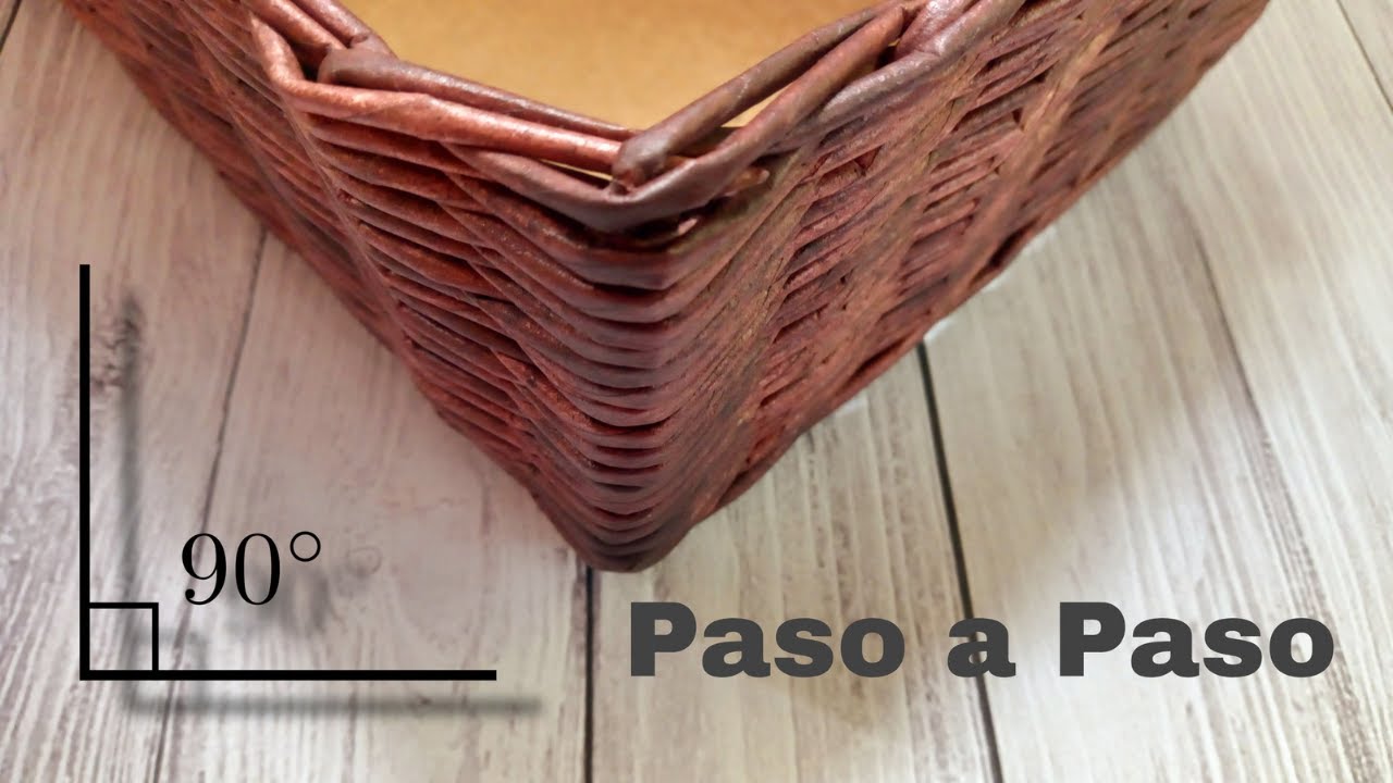 Cesterìa con Periòdico COMO HACER canastas con ANGULOS DE 90 grados