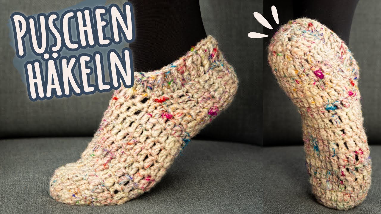 Puschen h&auml;keln! Einfache Hausschuhe an einem Abend!