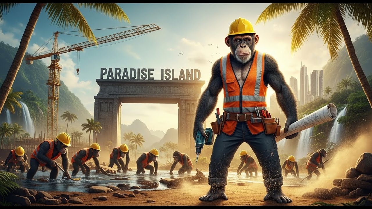Monkeys transform deserted islands into paradise. #monkeybuilding #monkeybuildinghouse