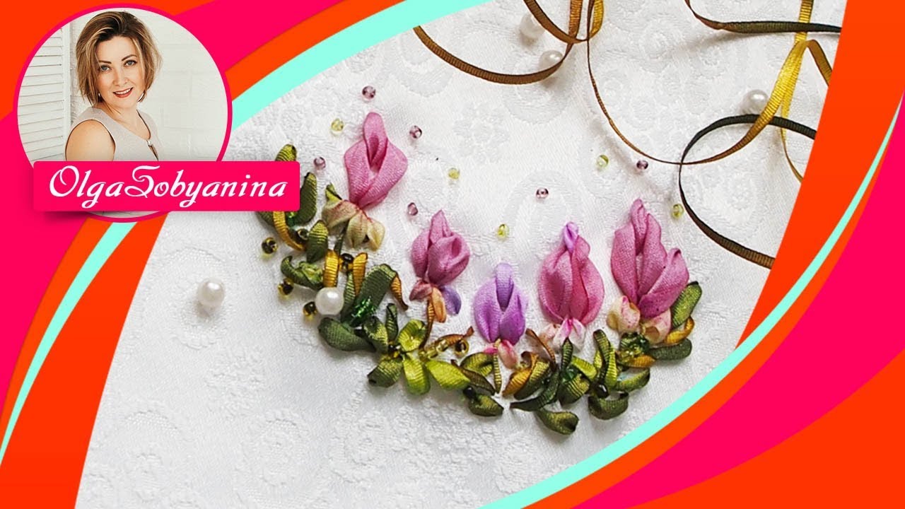 Простые цветочки 🌷 Вышивка лентами для начинающих / A beautiful and simple flower made from ribbon