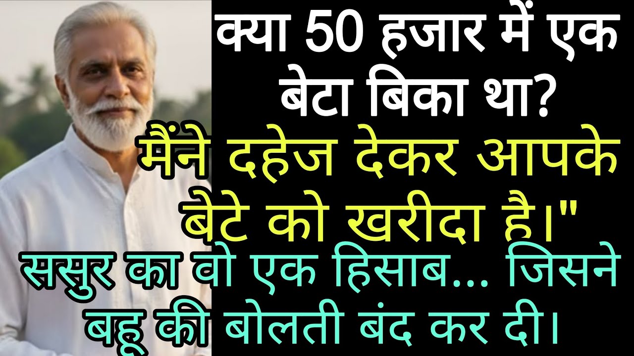 hindivoice।क्या 50 हजार में एक बेटा बिका था?ससुर का वो एक हिसाब जिसने घमंडी बहू की बोलती बंद कर दी