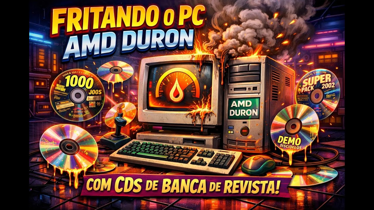 Fritando o AMD Duron 950Mhz com cds-rom de banca de jornal