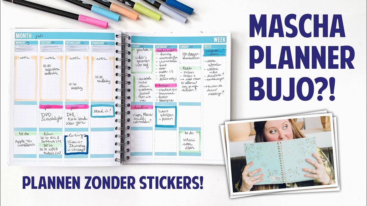 MASCHA PLANNER juli 2021 | indelen met bujo elementen + color coding / color blocking | plan met mij