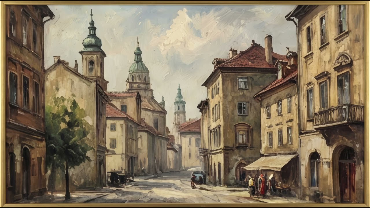 4K Europe Street Vintage Painting No Sound ( No Sound )
