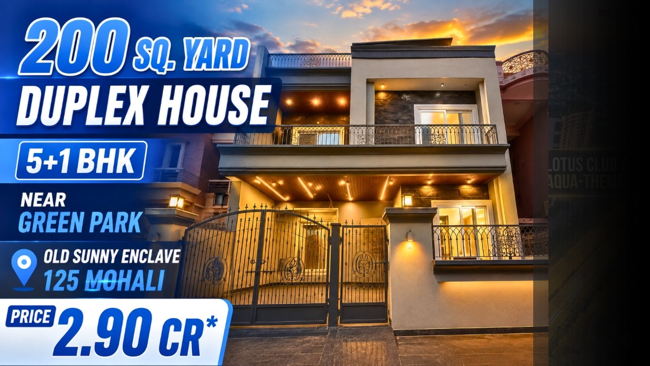 200 Gaj Duplex House Adjoining Park for Sale in Sunny Enclave | Sector 125 Mohali House for sale